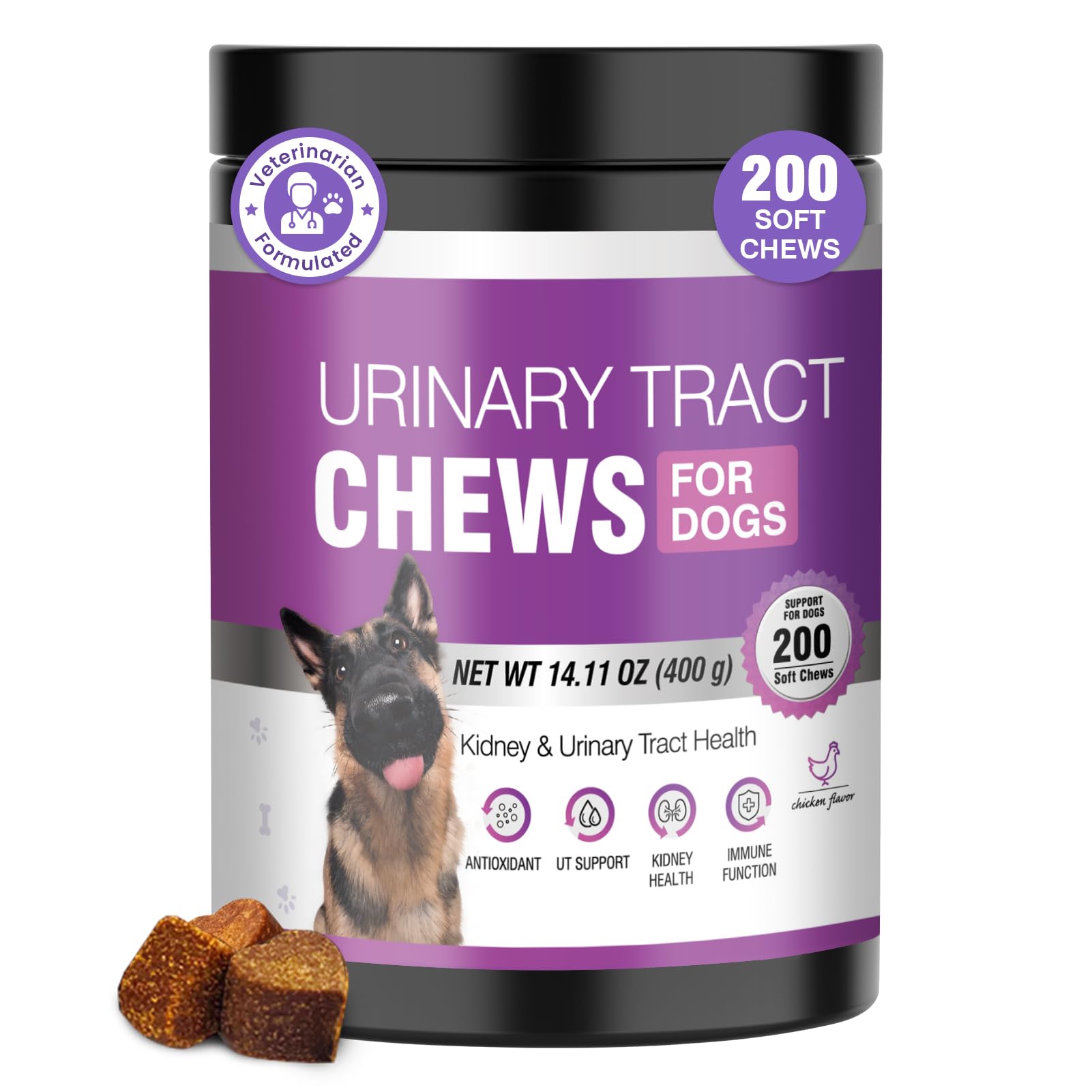 Dog UTI Treatment, 200 Chews Cranberry Supplement for Dogs Urinary Health