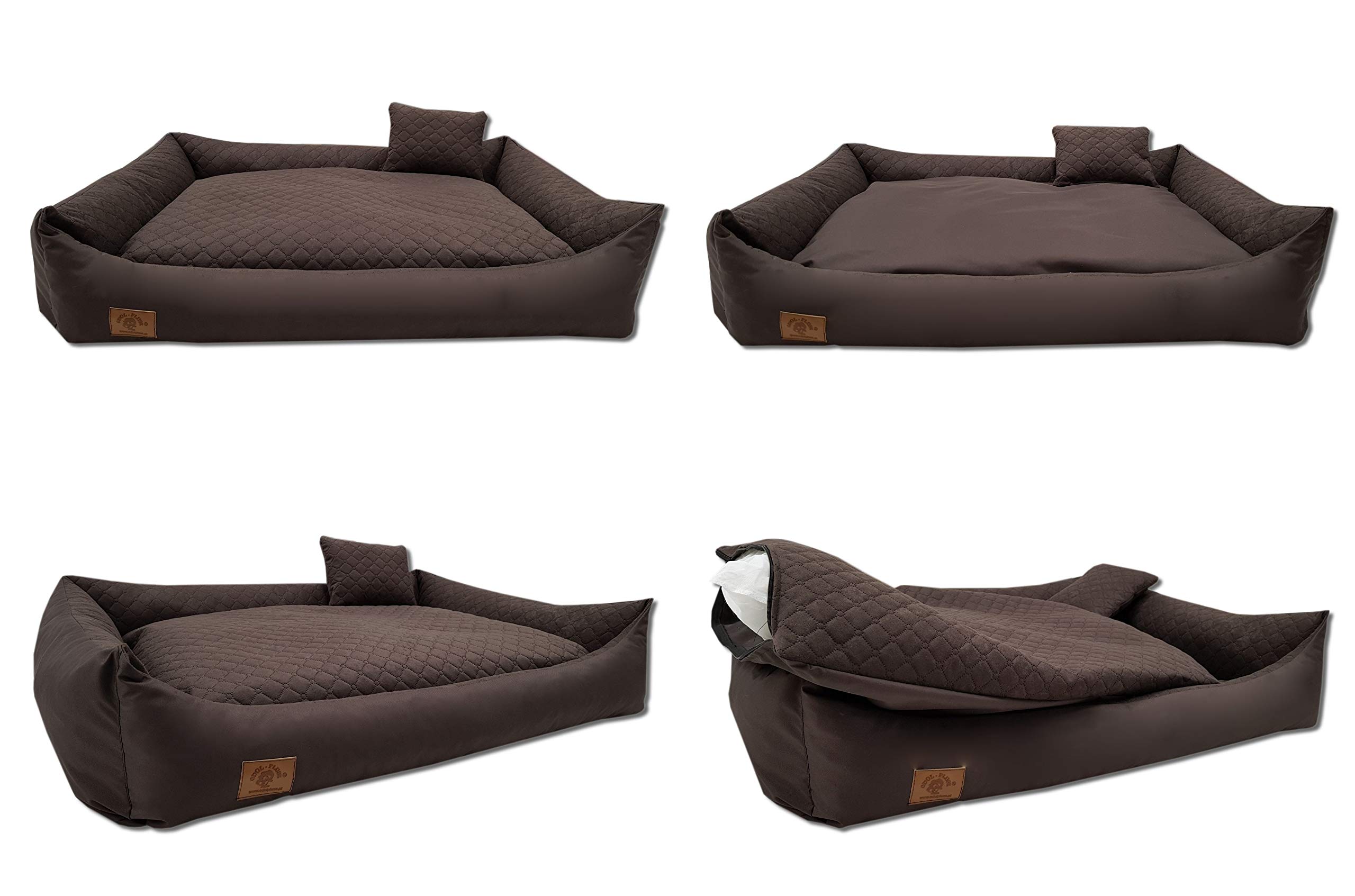Odolplusz Cama para perros lavable con borde, cojín para perros, 120 x 90 cm (marrón)