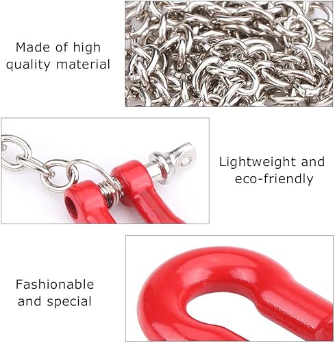 Miniatura 4 de Dilwe Ganchos de cadena RC, cadena de aleación de metal a escala 1:10 y grilletes de remolque de 31 pulgadas para RC Crawler SCX-10 D90 accesorio de
