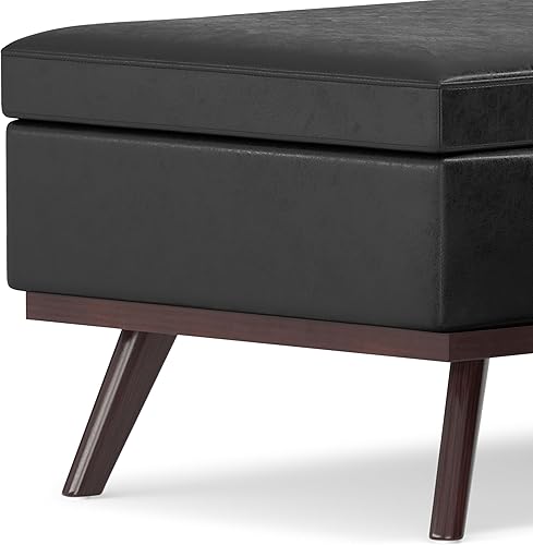 Miniatura 309 de SIMPLIHOME Owen - Bandeja rectangular moderna de mediados de siglo de 34 pulgadas de ancho, otomana pequeña para almacenamiento de mesa auxiliar, en