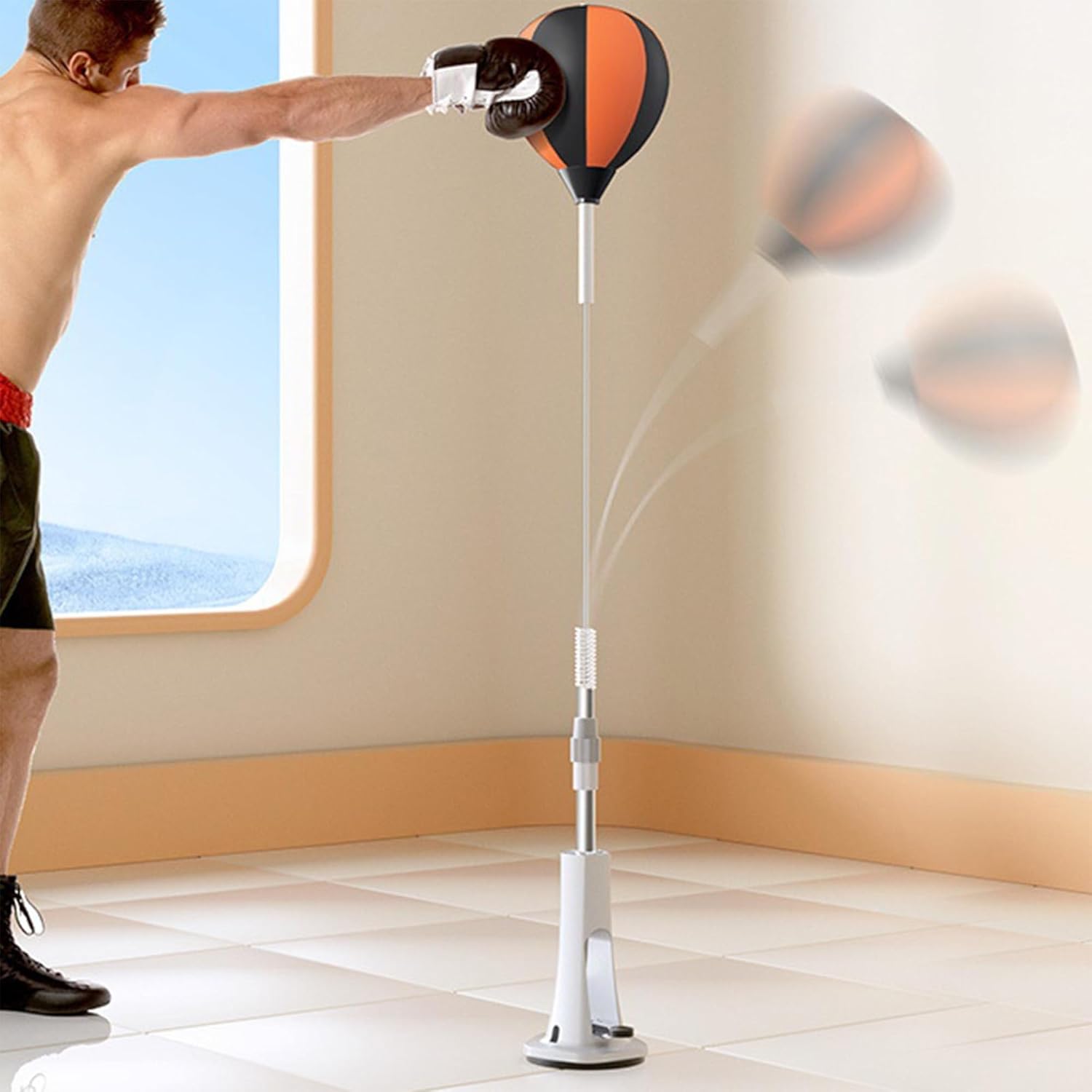 Punching Bag with Stand, Boxing Reflex Ball for Adults Teens, Adjustable Height Reflex Boxing Bag for Office Gym Home Fitness Workout, Easy to Assemble