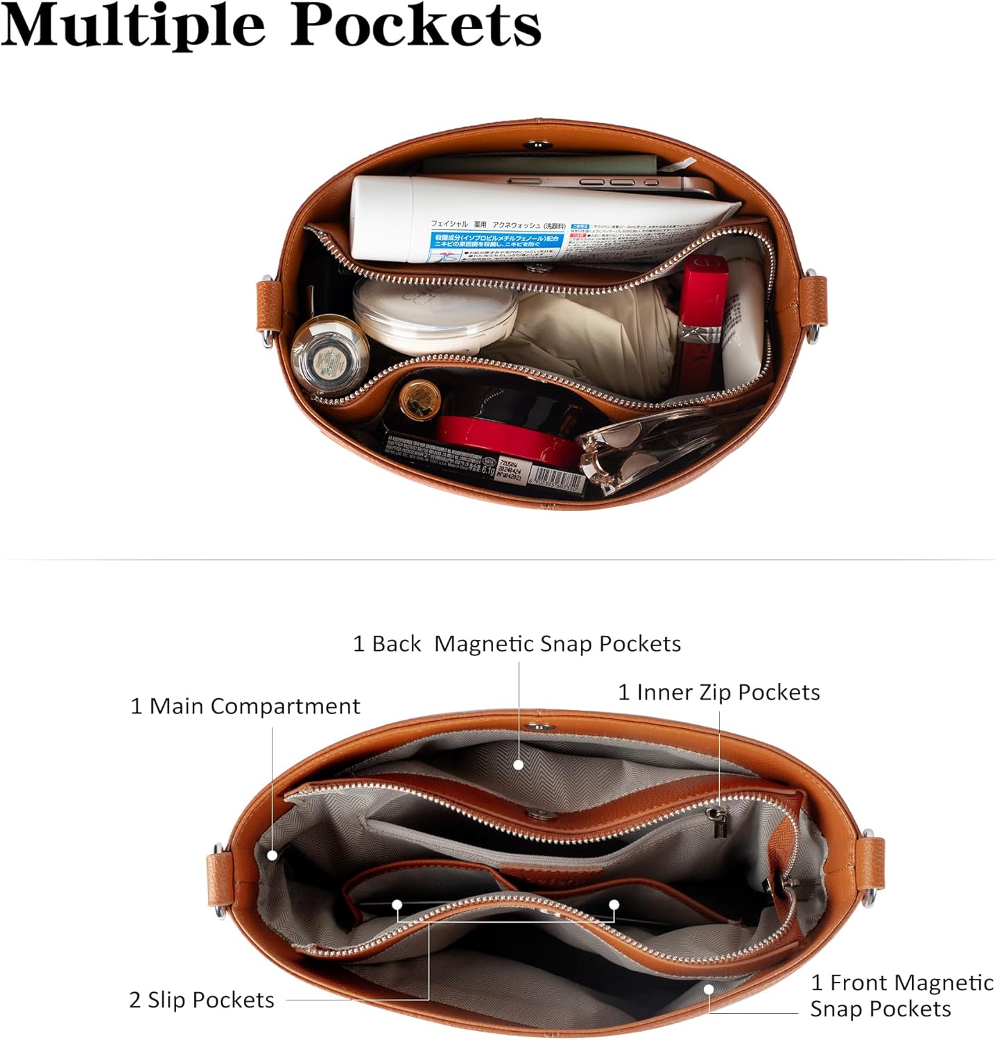 befen Genuine Leather Purse for Women Soft Crossbody Purse Hobo Bag Women's Shoulder bag Handbags with 2 Removable Straps - Image 3