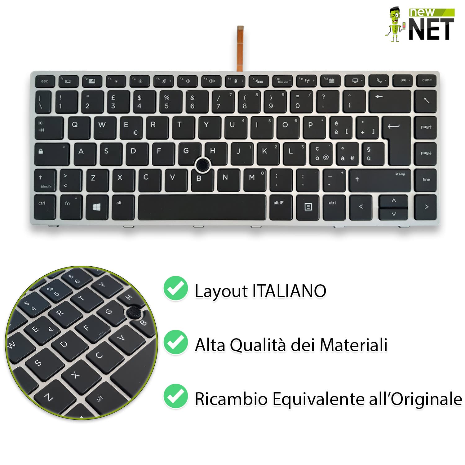 Tastiera Italiana HP EliteBook 745 G5 745 G6 840 G5 840 G6 846 G5 846 G6 Retroilluminata con Frame Layout ITA