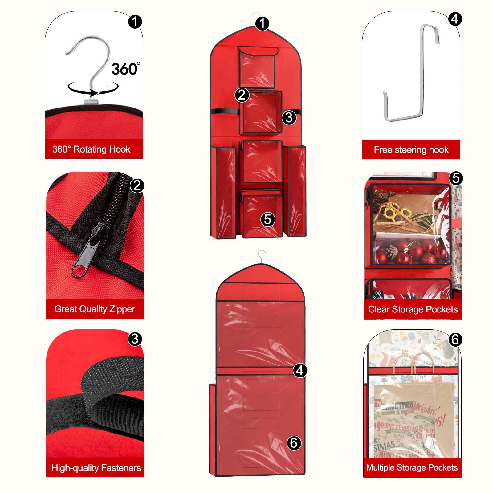 VSIWB Hanging Gift Wrapping Paper Storage, 48"X24" Oxford Cloth