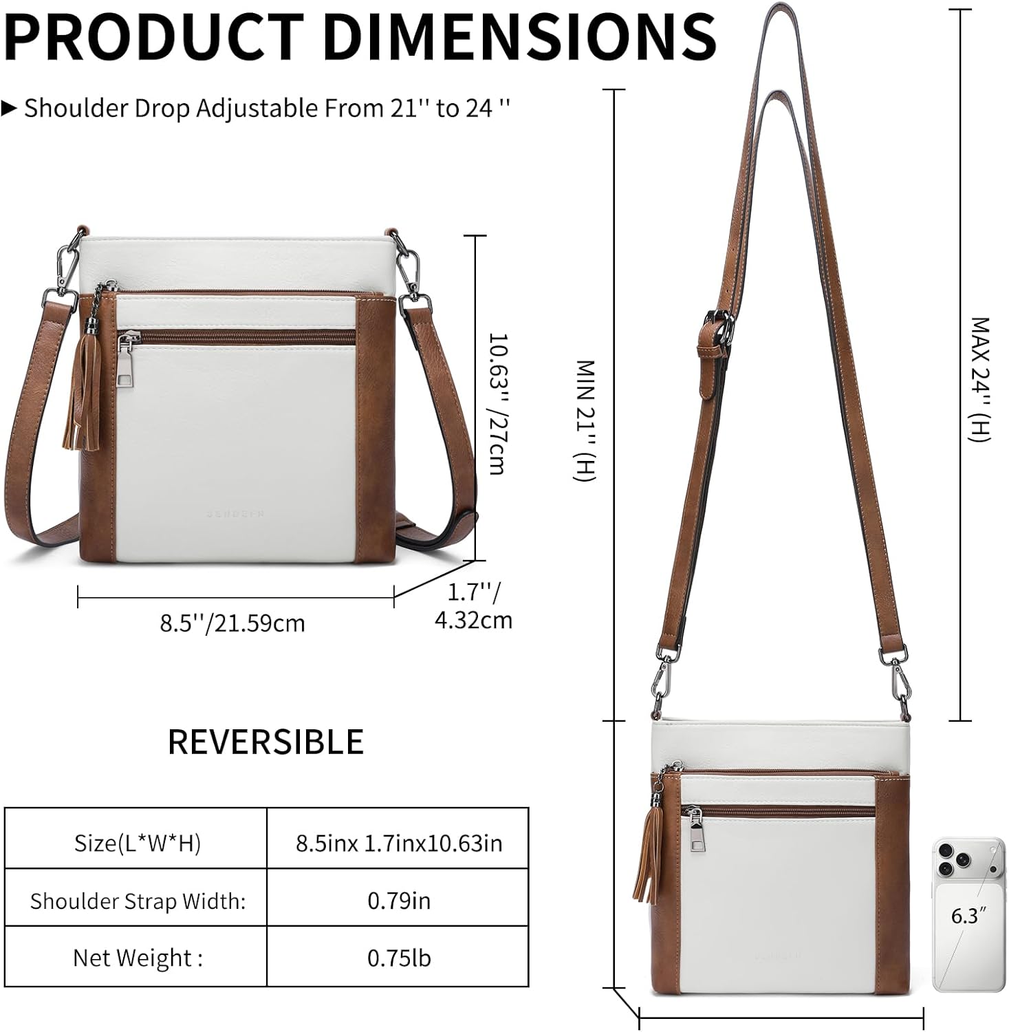 SENDEFN Crossbody Bags for Women, Multi Pocket Casual Crossbody Bag, Leather Purse for Women, Shoulder Handbag with Tassel