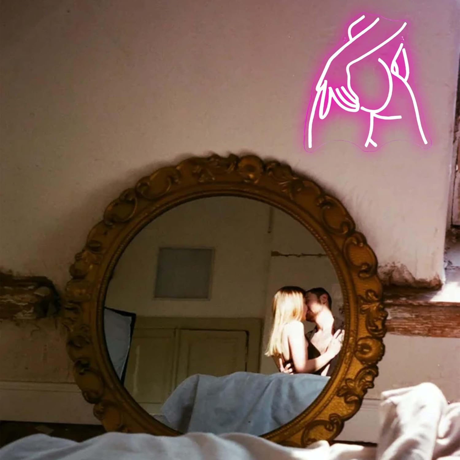 Pretty Ladies Body Neon Sign, Woman Body Neon Light,Lady Buttocks Neon Sign, Aesthetic Pink Ass Line Art Neon Light, USB Powered for Bachelor Club Garage Party Bedroom Bar Shop Logo Business Signs