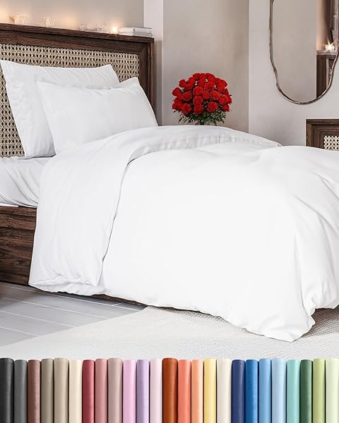 Duvet Cover Twin/Twin XL Size - Extra Soft Twin/Twin XL Size Duvet Cover - Lightweight & Breathable & Fade Free with Zipper Closures and Ties - 68" x 90" Inches - (White) Comforter Not Included