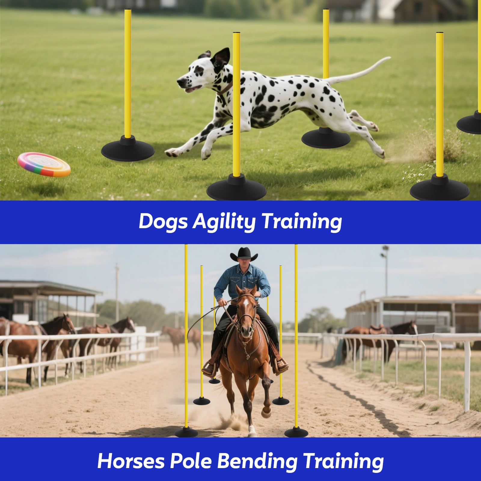 FAHKNS Agility-Stöckeset, 6-teilig, verstellbare Geschwindigkeitstrainingsausrüstung für Fußball, Basketball, Fußball, Hund, abnehmbare Agility-Trainingsstöcke mit Gummiunterseite