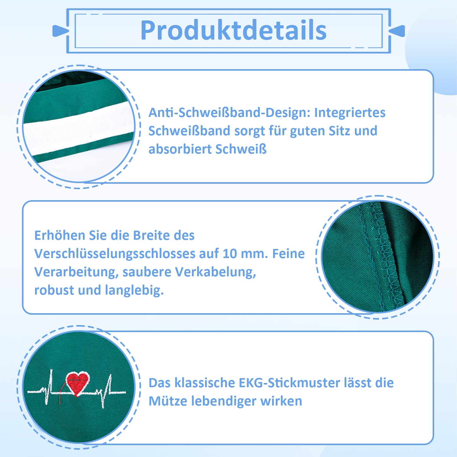 Op kaptur męski z guzikiem, damski kapelusz lekarski, bawełna, kostium lekarza, akcesoria, unisex, materiałowy kaptur dla pielęgniarek, szpitali i laboratoriów (wzór EKG)