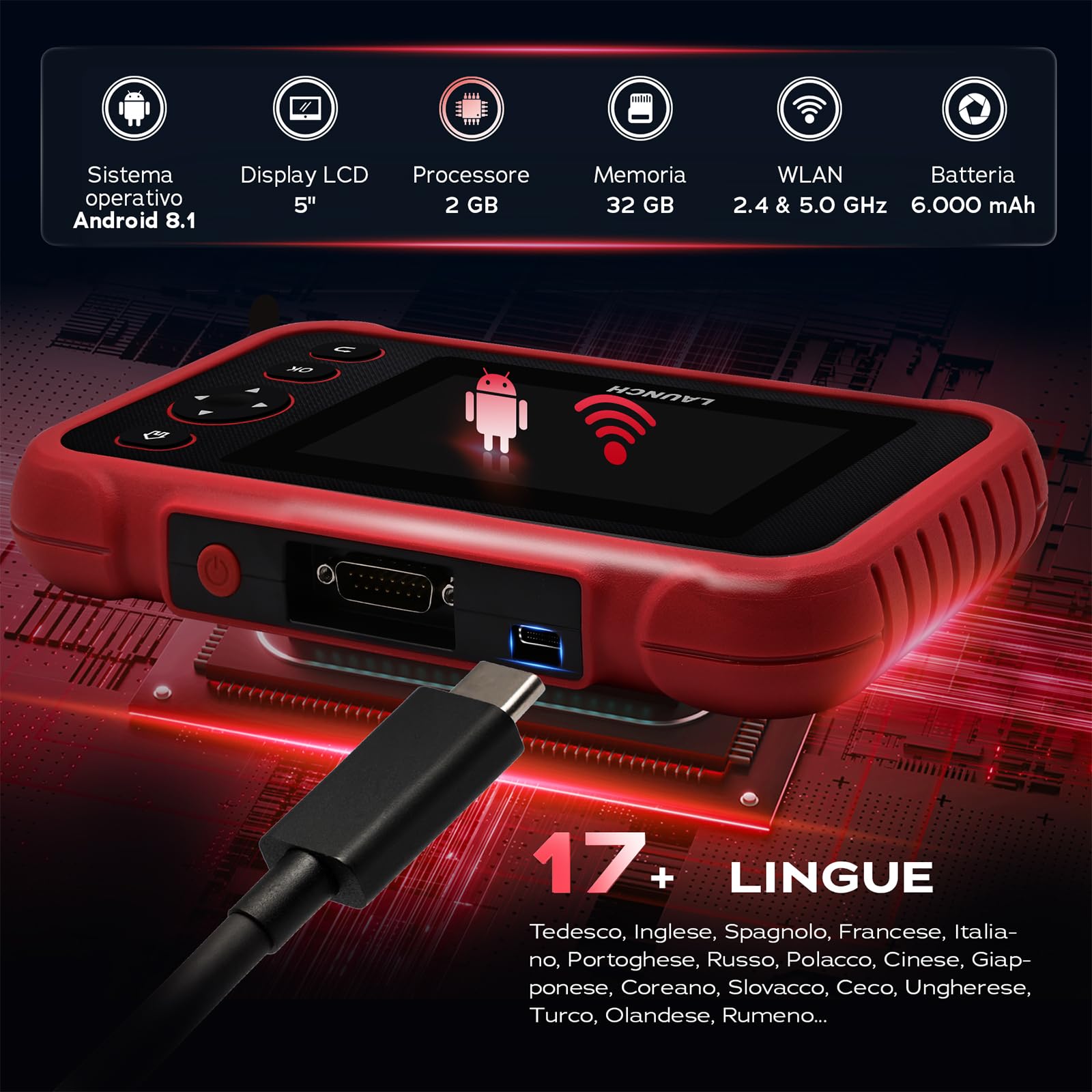 LAUNCH CRP129 EVO + V3 Scanner OBD2 Auto, 4 Sistemi e 13 Servizi | Diagnosi motore, ABS, SRS e cambio, codifica ECU, CAN FD e DoIP, aggiornamenti WiFi gratuiti a vita