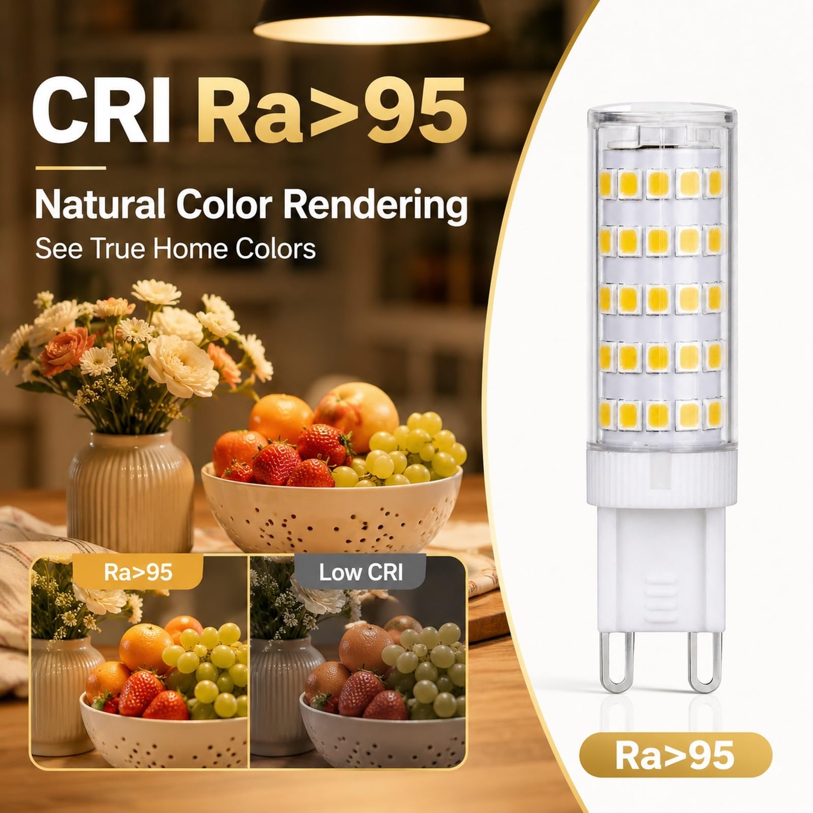 Bombilla LED G9 Luz Neutra 4000K 7W Reemplazo 56W Sin Parpadeo Ahorro Energético Alta Luminosidad CRI>80 para Dormitorio Salón Cocina Tienda Café Bar No Regulable(6 Pack)