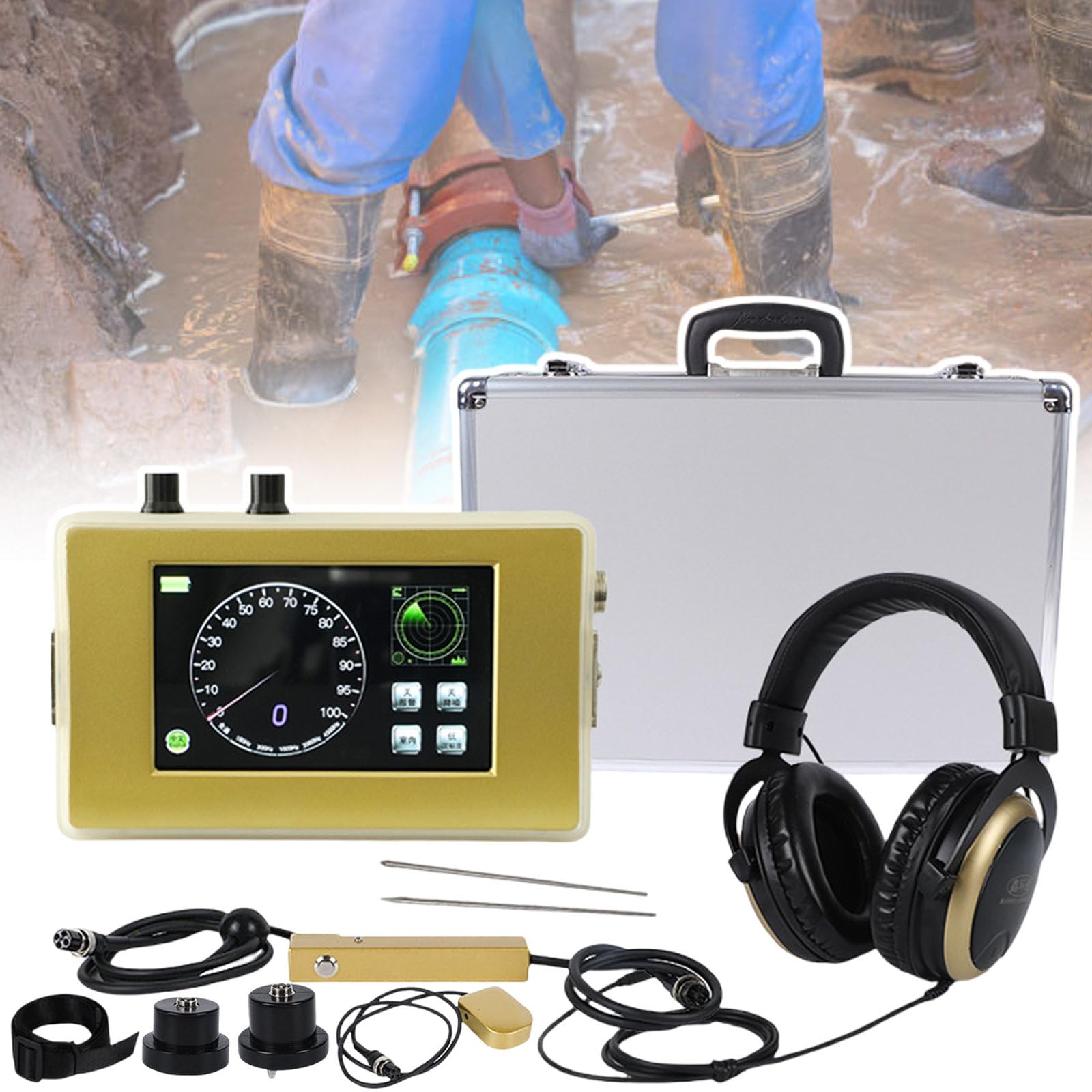 Sensor de detección de Fugas en tuberí, Detector de Fugas de Agua Recargable para fontanería subterránea, Interior y Exterior, 4 m de Profundidad.