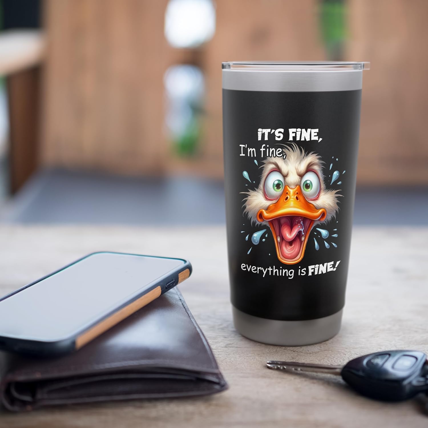 Funny Duck It's Fine I'm Fine Everything Is Fine Stainless Steel Insulated Tumbler - Image 7