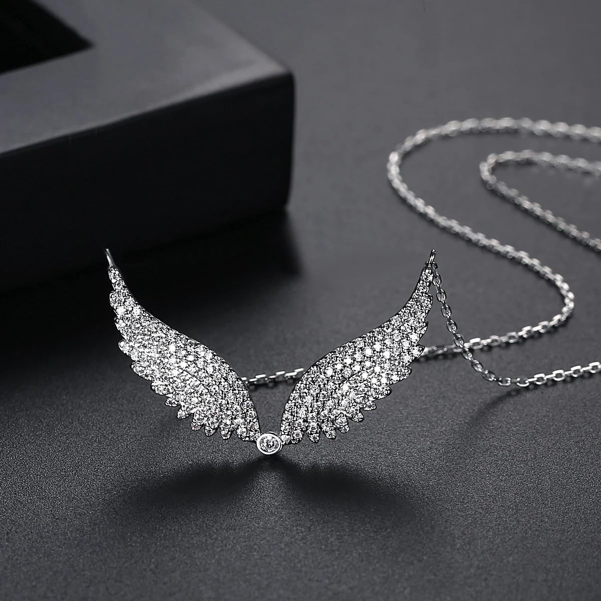 925 Sterling Silber Retro Light Wing Halskette für Frauen, Exquisite Zirkonia-Flügel-Halsketten – Flügel-Halsketten-Anhänger, Halsketten für Frauen zum Geburtstag, Valentinstag