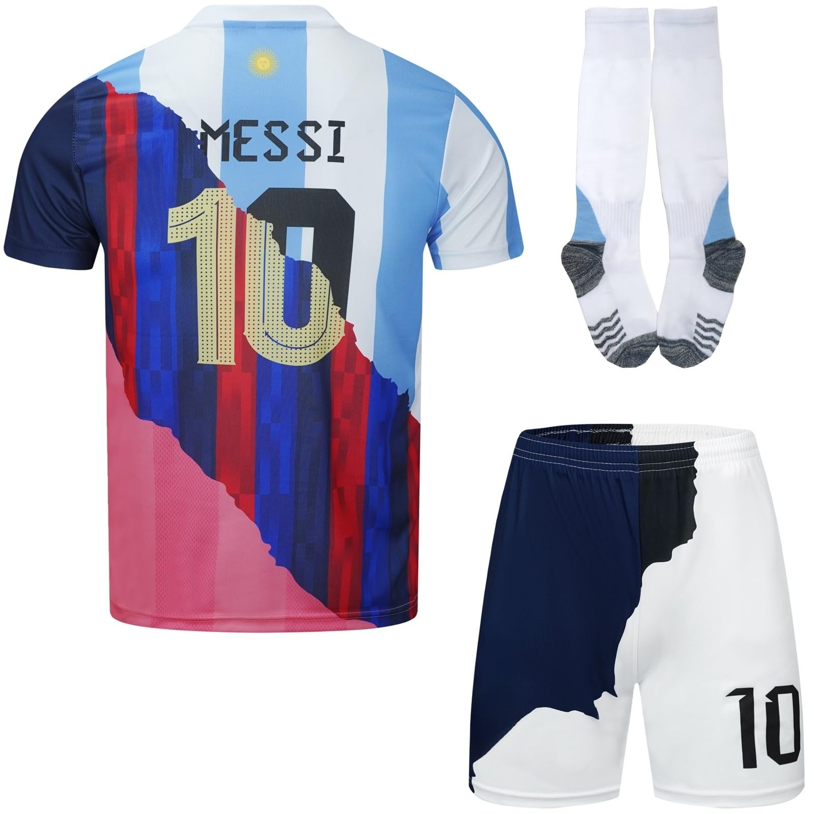 YOHA Argentina Barcelona Miami #10 - Maglia da calcio e pantaloncini per bambini, set regalo taglie giovanili