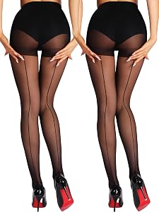 Backseam Sheer Tights With a Cuban Heel Detail
