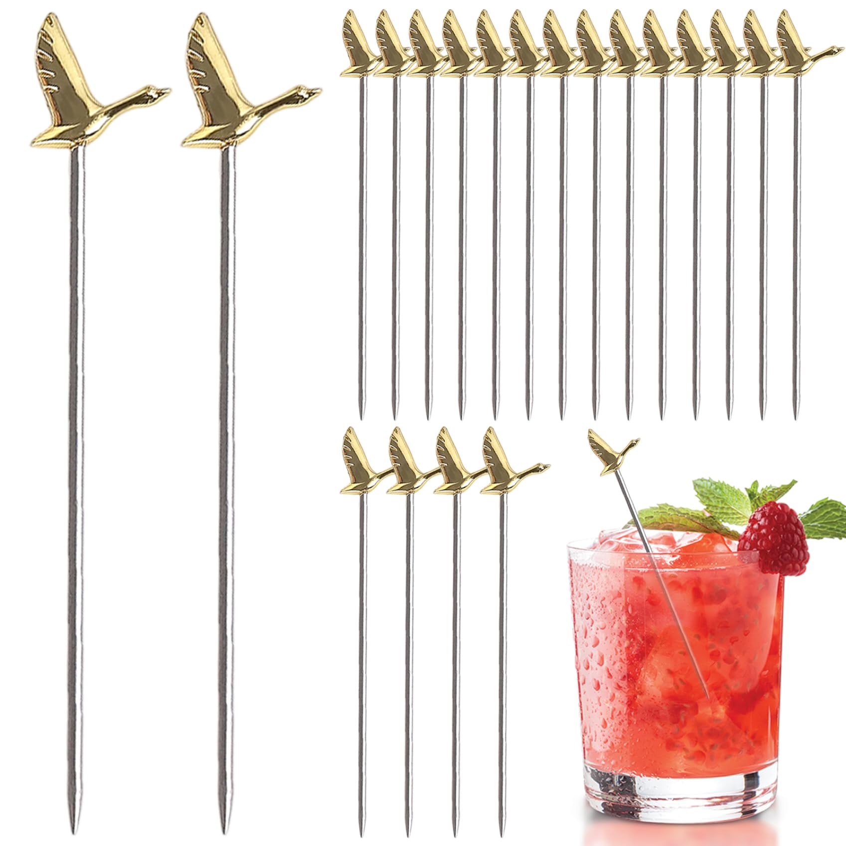 Pics à cocktail en métal dorés pour vos soirées barbecue et apéros entre amis