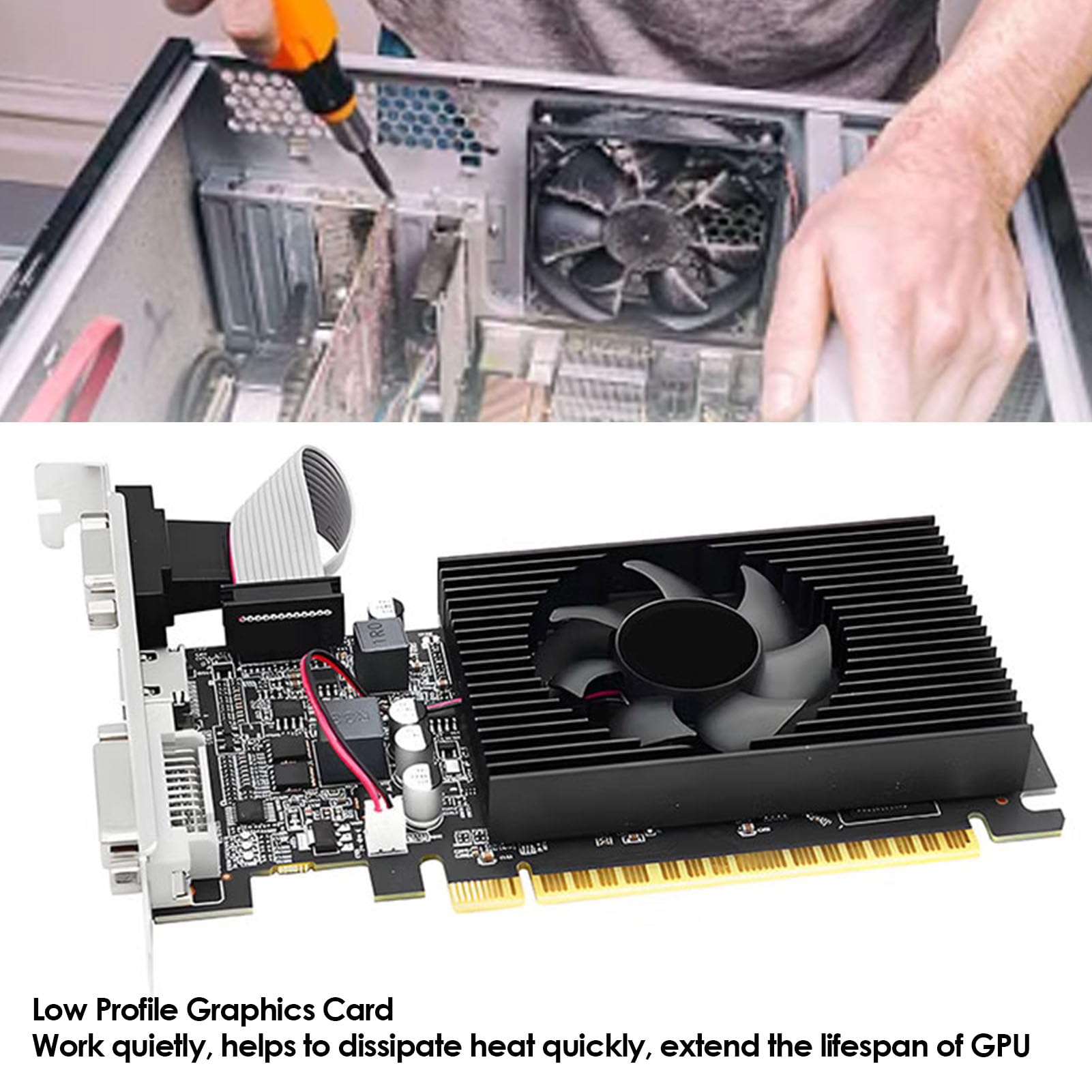 Generic Niskoprofilowa Karta Graficzna 4 GB DDR3 128-bitowa Karta Graficzna HD Interfejs Multimedialny dla Systemów 7, 8, 10 — Doskonała Pod Kątem Niskiego Zużycia Energii i Wysokiej Wydajności