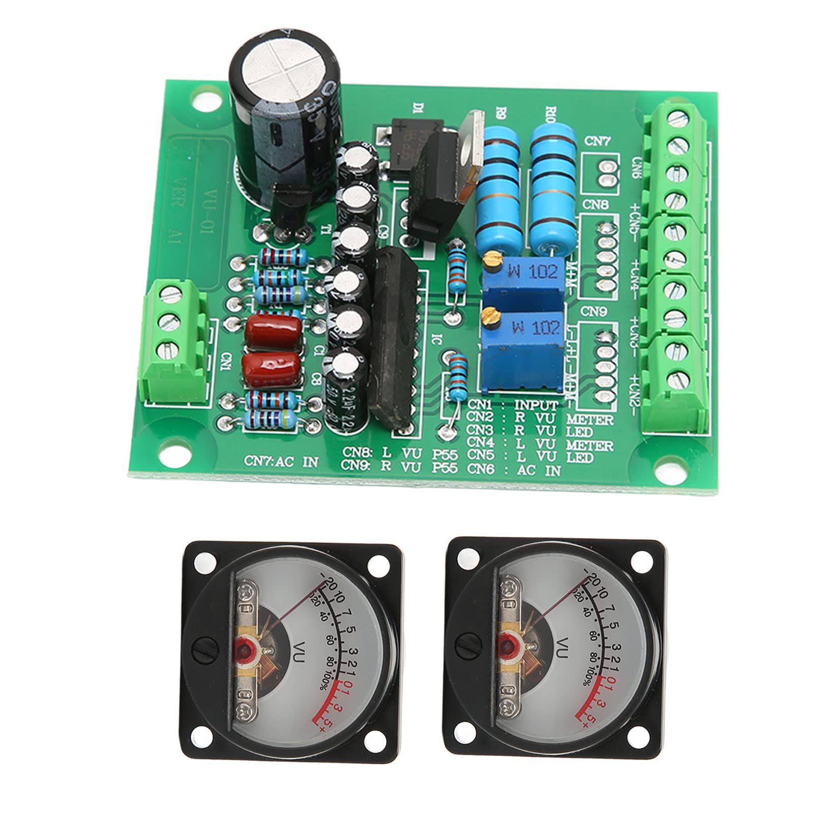 VU Meter Audio Amplifier, Adjustable Driver Board Accurate Audio Amp Meter for Industry
