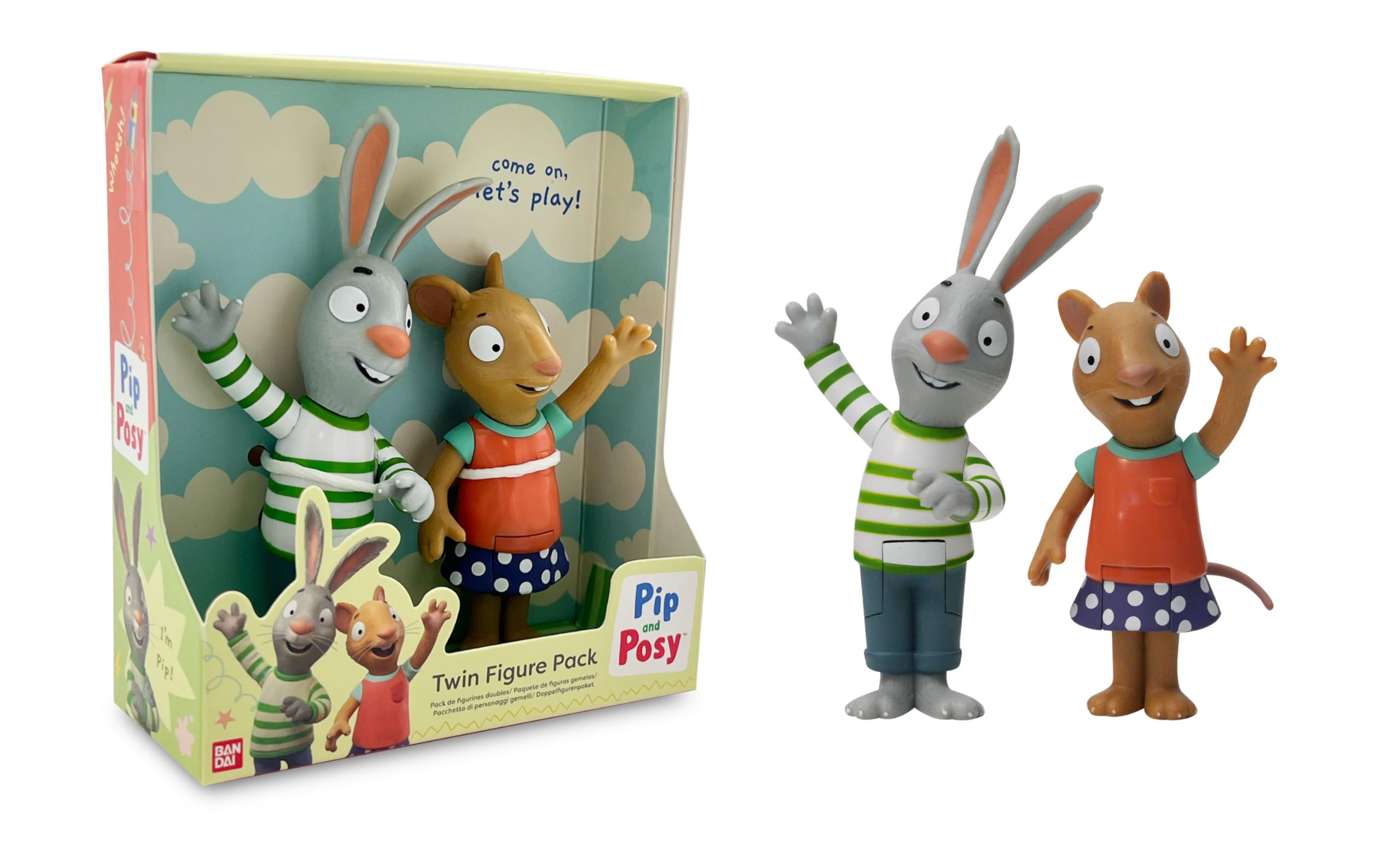 BANDAI Pip and Posy Twin Figure Pack - 2 x 10cm Figures (Pip and Posy) - Perfect Play Gifts for Boys Girls Kids ages 3-8 years - Ideal Character Action Figures
