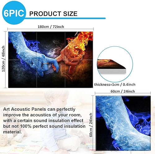 Miniatura 9 de JBER Art Acoustic Panels Decorative, 6 Pack Acoustic Panels Art for Wall Decoration with Self Adhesive, Suitable for Recording Studio, Home