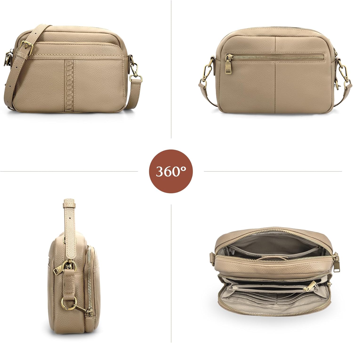 befen Genuine Leather Crossbody Bag for Women Anti Theft Purse and Hangbags with Built in RFID Wallet - Image 8