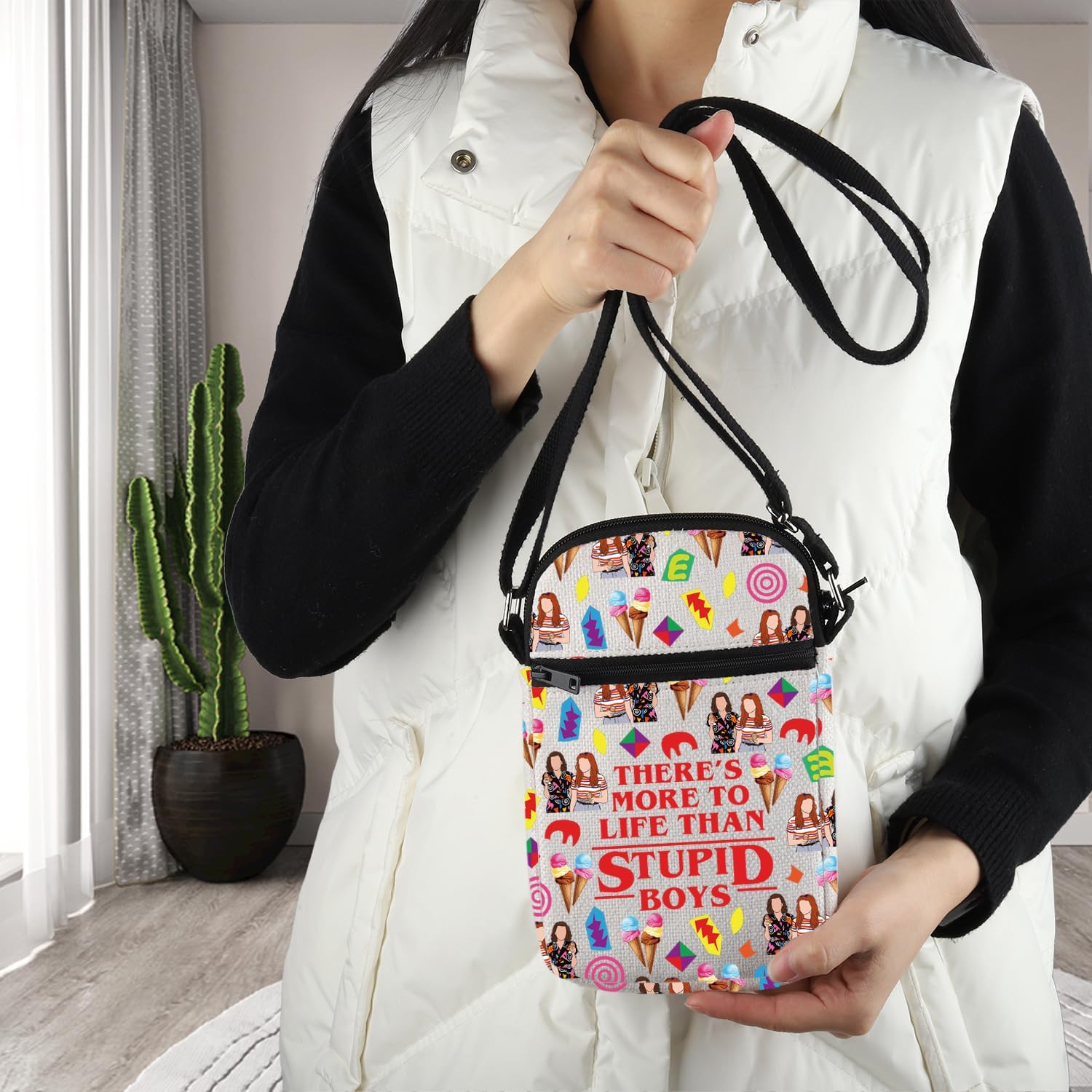 BDPWSS Scary Movie Crossbody Bag There's More To Life Than Stupid Boys Friends TV Merchandise Gift Scary Movie Fan Gift