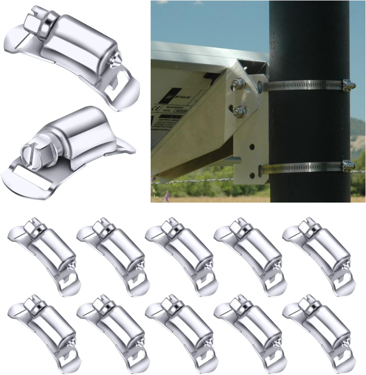 STEELSOFT Hose Clamp Fasteners Only, All 304 Stainless Steel Screw Worm Clamp Fasteners for DIY Large Adjustable Worm Drive Hose Clamp Kit Metal Strapping, 10 Pack