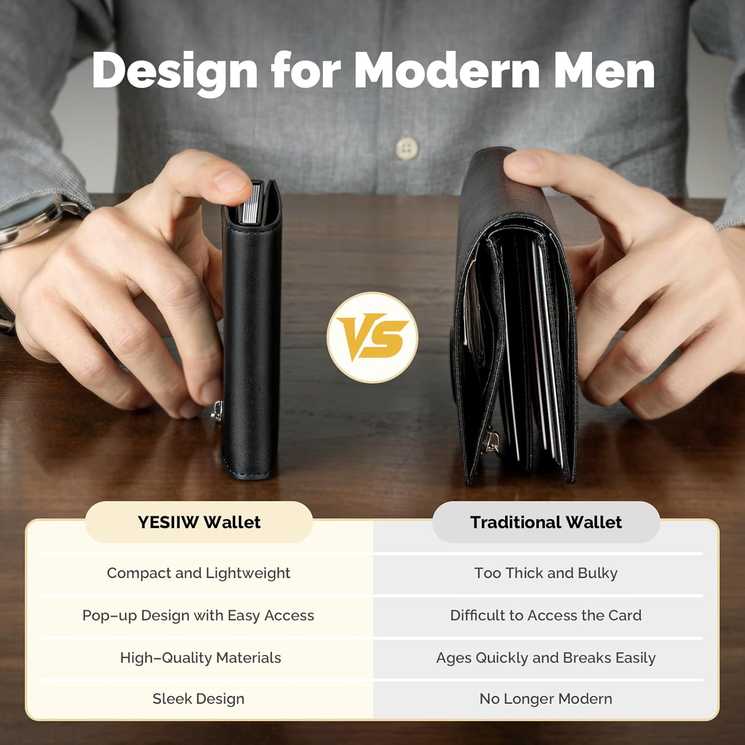 YESIIW Credit Card Holder Wallet for Men RFID Blocking Slim Minimalist Metal Wallet with Money Pocket Contactless Card Protector - Image 6