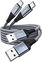 USB Type C Cable, 6.6 ft (2 m), PD Compatible, 60 W Fast Charging, USB A to USB C Cable, Nylon Braided 3A Rapid Charging, Type C Charging Cable, Compatible with iPhone 17/16/15/Pro Max/Plus, Samsung