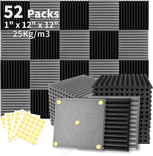 Miniatura 13 de Focusound - Paquete de 80 paneles de espuma acústica de 1 x 12 x 12 pulgadas, paneles de espuma de insonorización con cancelación de ruido, paneles