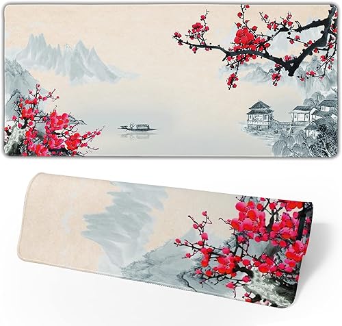Miniatura 2 de Sakura - Alfombrilla de mouse grande para videojuegos, tamaño XXL, diseño de flor de cerezo, base de goma antideslizante de 35.4 x 15.7 pulgadas con