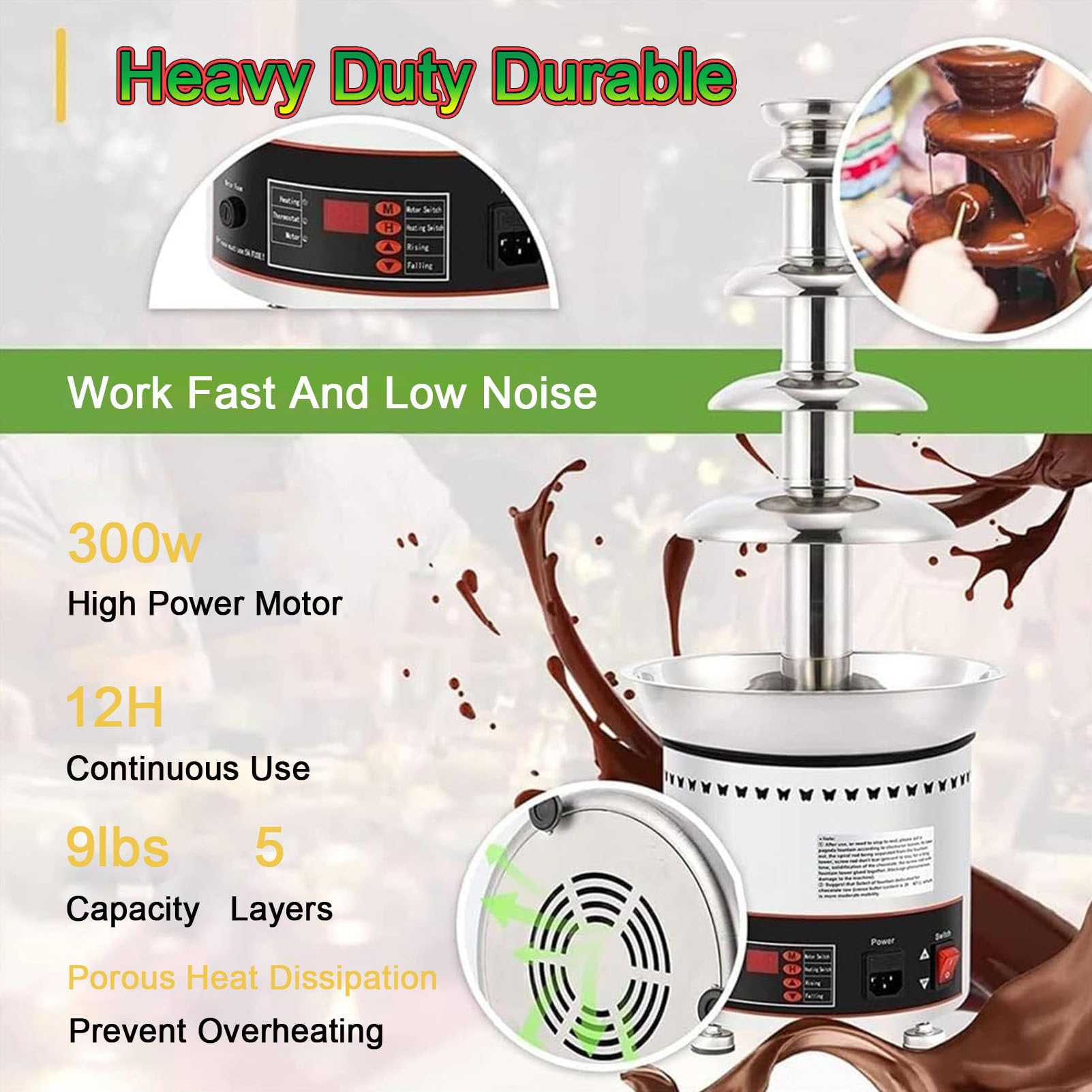 Fuente De Fondue De Chocolate para Uso Doméstico Y Comercial, Máquina De Cascada De Chocolate De 4/5/6/7 Niveles con Control De Temperatura, para Fiestas, Restaurantes, B,7