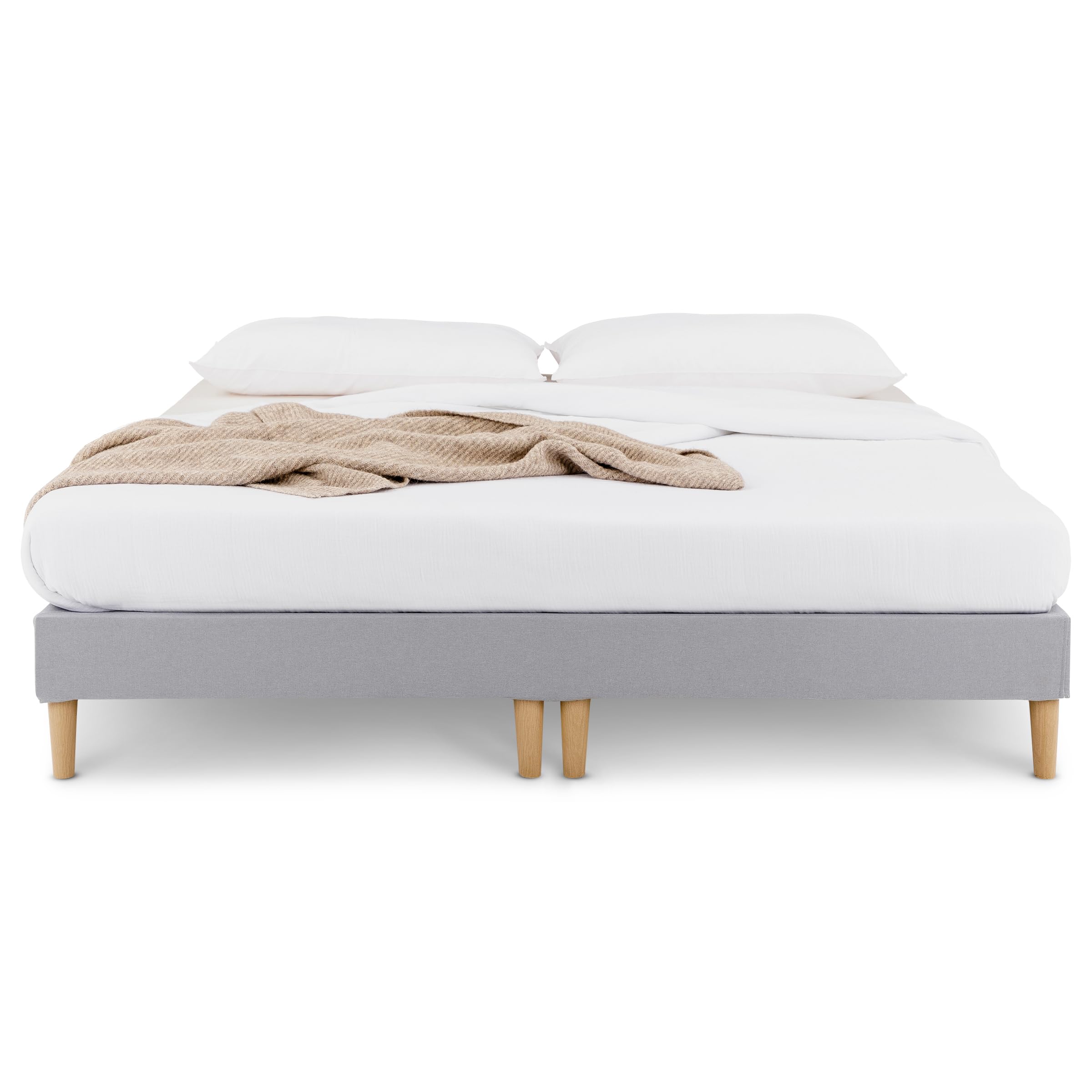 IDIMEX Sommier tapissier Rennes 180 x 200 cm Structure en Bois et revêtement en Tissu Gris, Cadre de lit avec Pieds et sommier à Lattes déhoussable pour 1 Personne