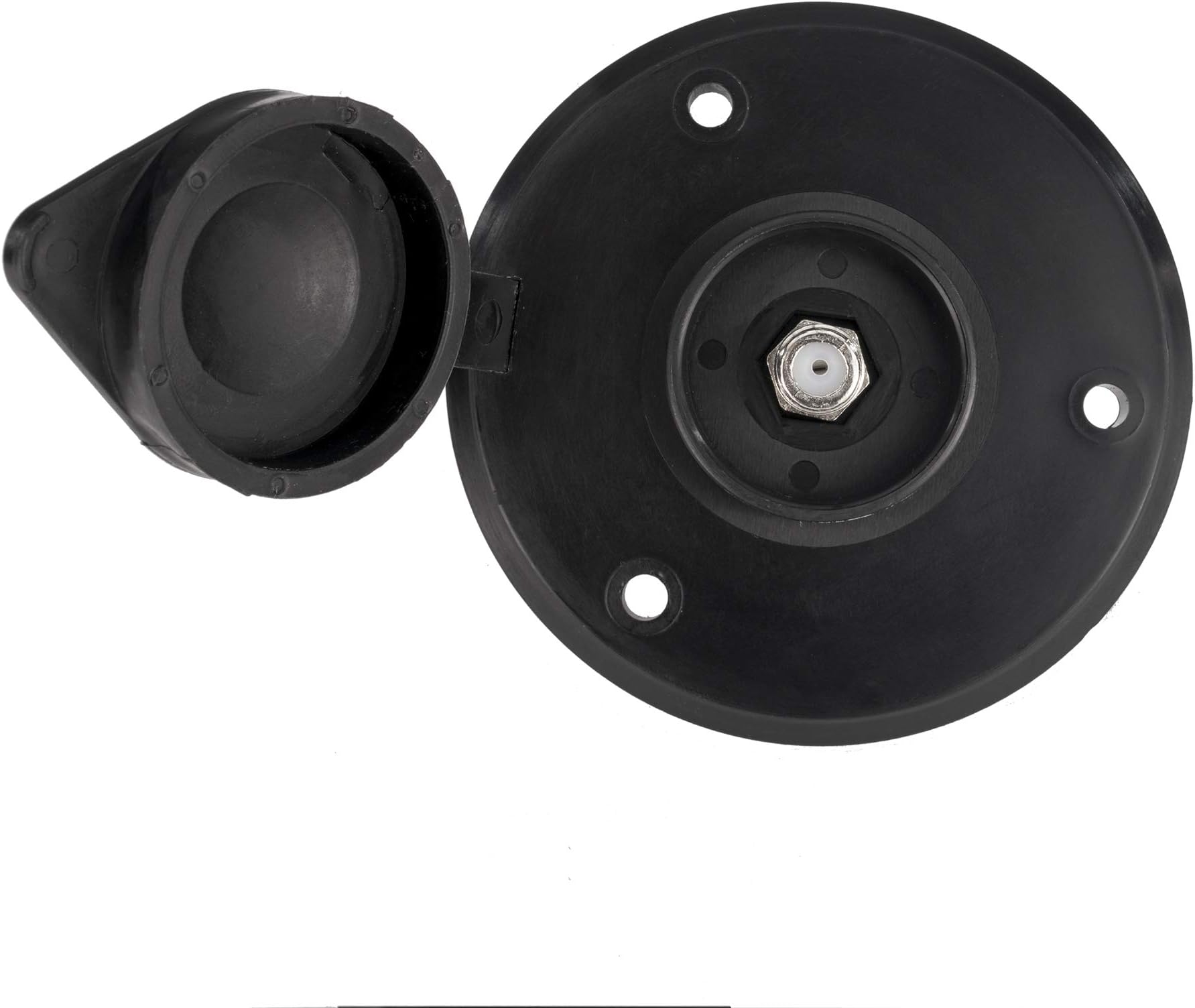 RecPro RV Cable TV Plate | Coaxial Cable Connector | Black or White Option | 1 or 2 Option (Black, 1 Outlet) | Made in America