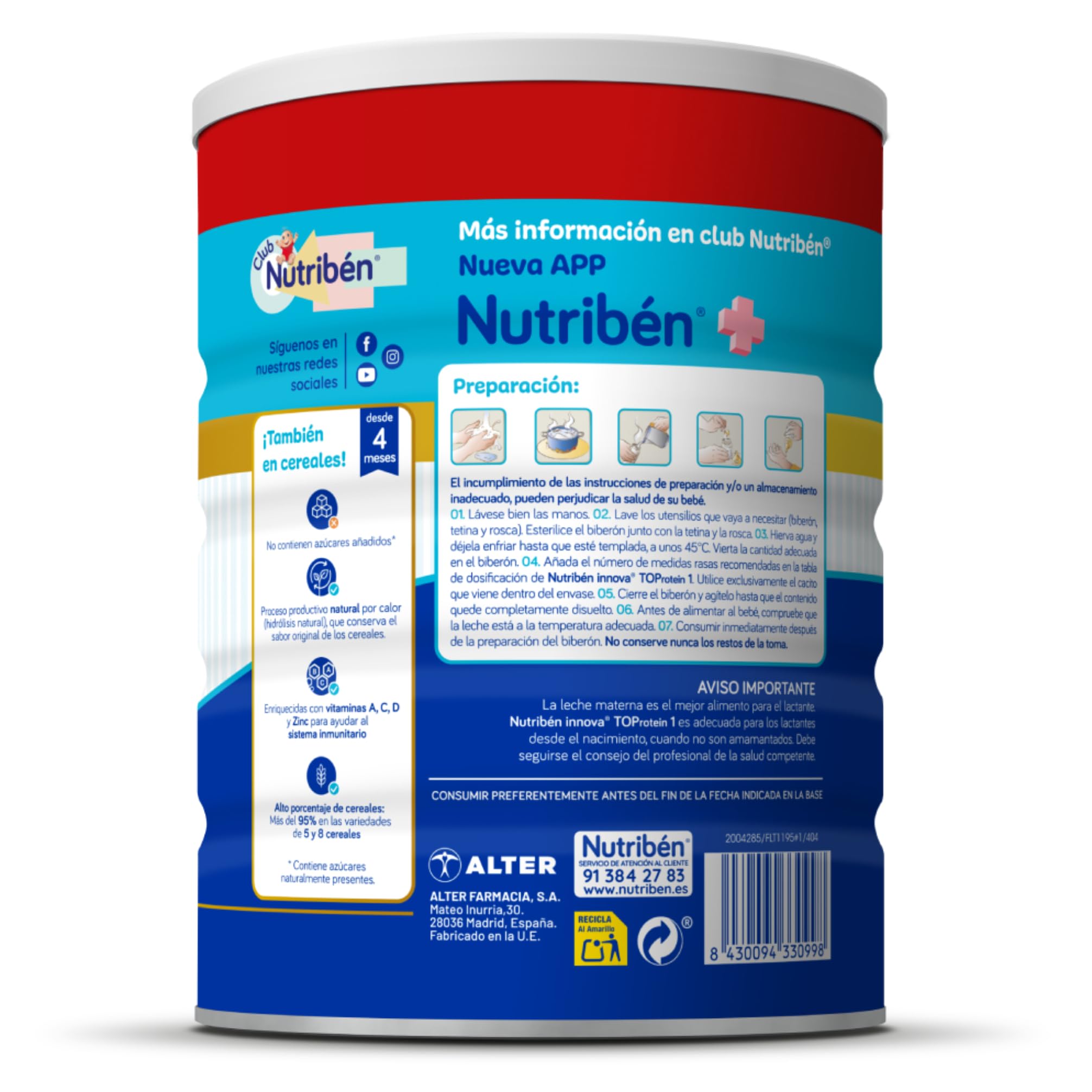 Nutribén Innova 1 - Leche en Polvo GRAN FORMATO | Fórmula para Bebé desde el Primer Día | sin Aceite de Palma | Con Cacito Dosificador Incluido más Higiénico | con BPL1 y DHA | 1 Bote de 1KG — view 3