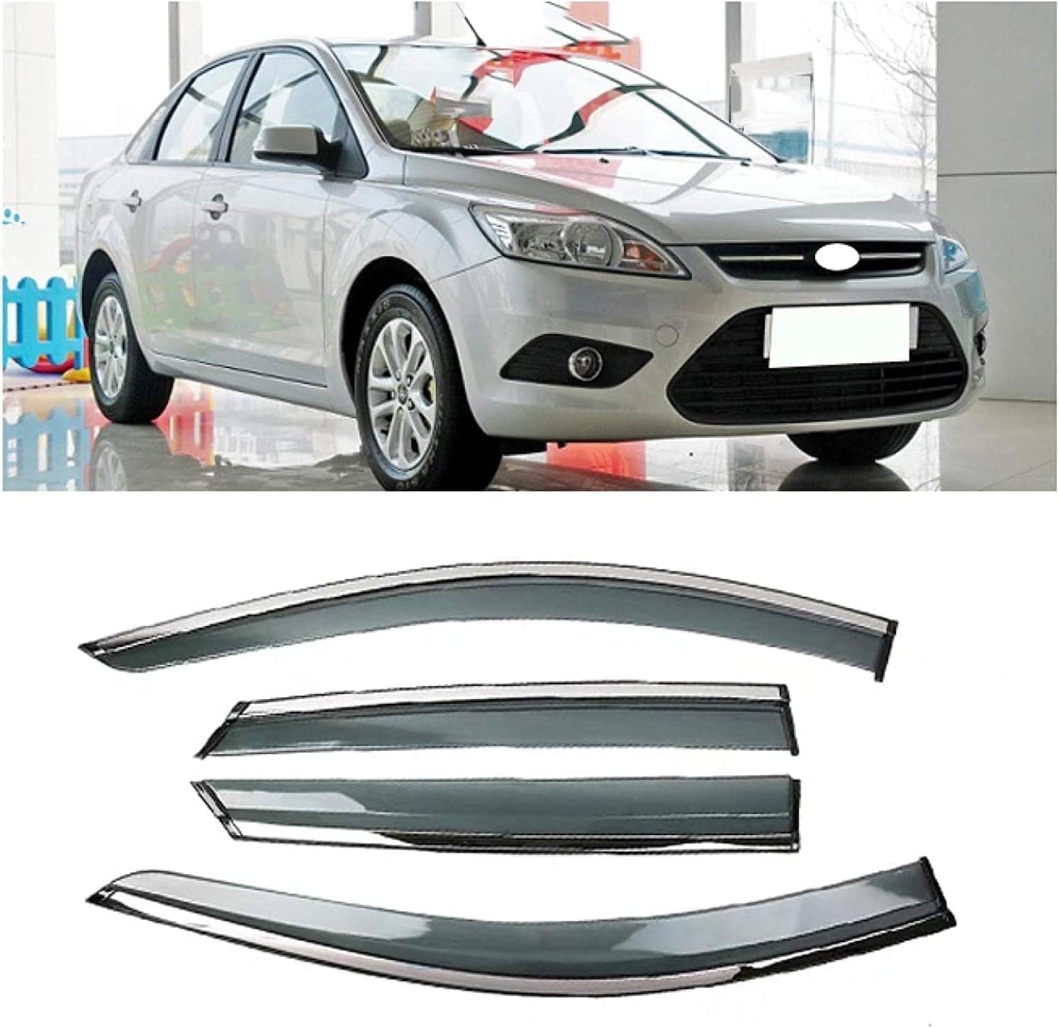 PANXUC Car Wind Deflectors for Ford Focus 2013, Side Window Wind Rain Deflector Window Visor Sun Rain Guard Smoke Guards