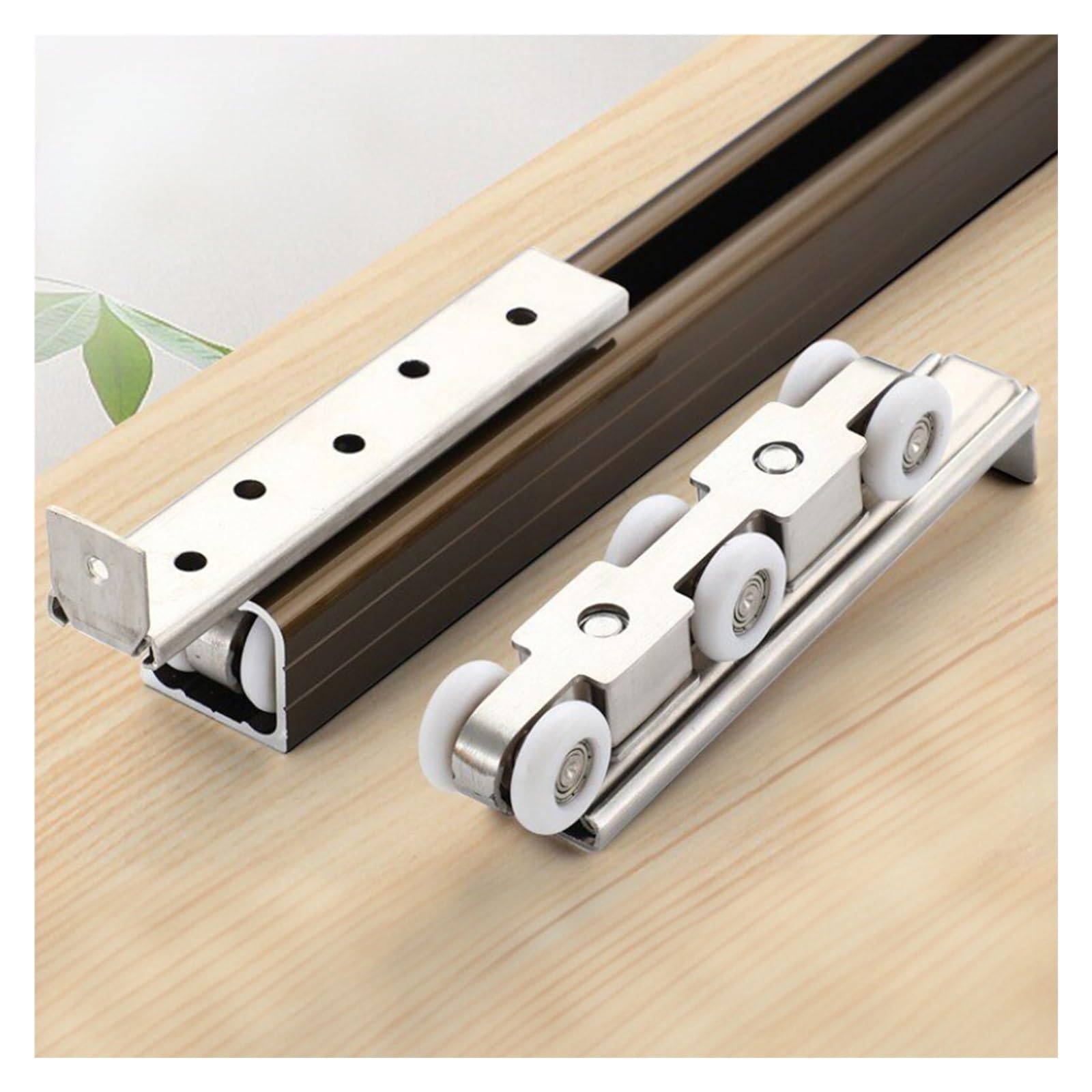 Amufjj Gold Customizable Closet Sliding Door Bypass Top Track Rail Hardware