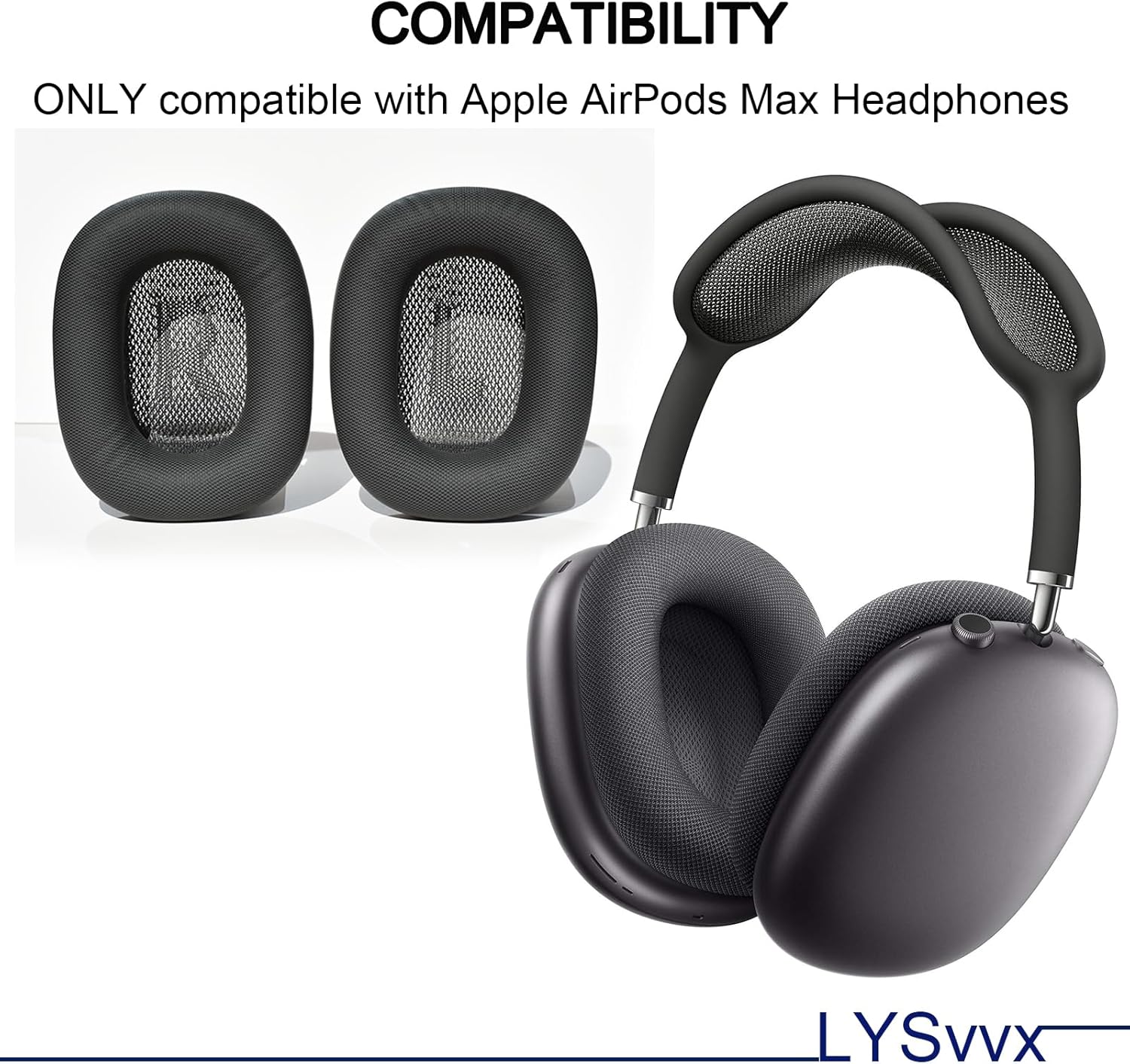 Replacements Ear Pads for Apple AirPods Max Headphones, Featuring Protein Leather Cover with Memory Foam and Magnet for Enhanced Comfort (Space Gray) - Image 2