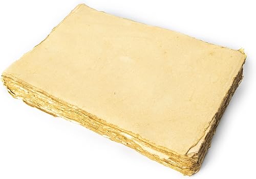 NomadCraftsCo. Papel vintage hecho a mano con borde deckled edge, 75 hojas de papel de algodón reciclado, hoja perfecta para cualquier tamaño