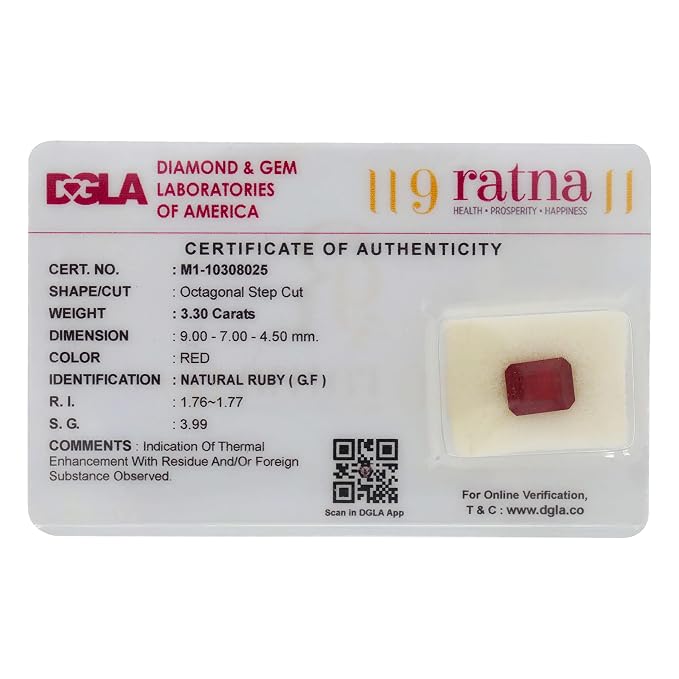 3.10 Ratti Natural Ruby Stone with Lab Certified for Astrological Purpose-M1-10308025