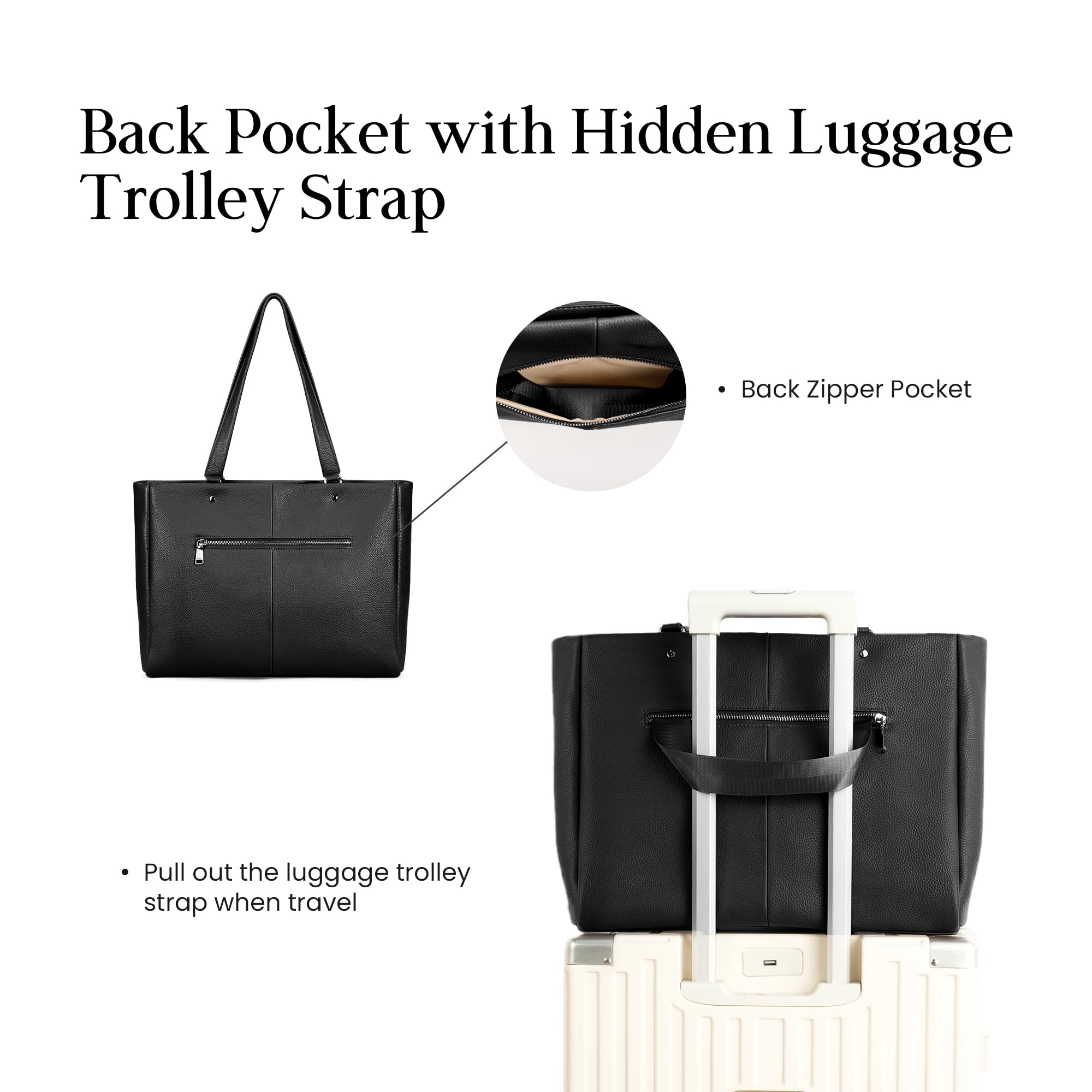 befen Laptop-Tragetasche aus echtem Leder für Damen, Schultertasche, Handtasche mit 38,1 cm (15 Zoll) Fach