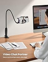 Vista 10 de Lamicall Soporte de teléfono de cuello de cisne para cama, clip de abrazadera ajustable 360, soporte de montaje para teléfono celular para Negro