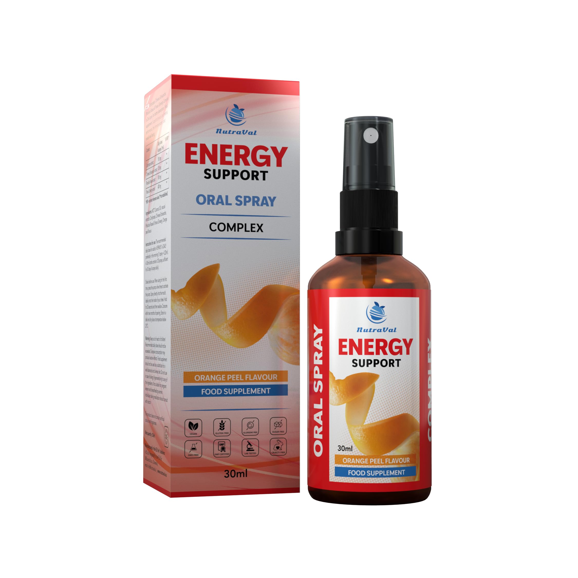 Spray Orale Energia – Assorbimento rapido – senza compresse – con Cordyceps, Rhodiola, Ginseng e Schisandra – Contro la stanchezza e per più energia – Vegano, 30 ml