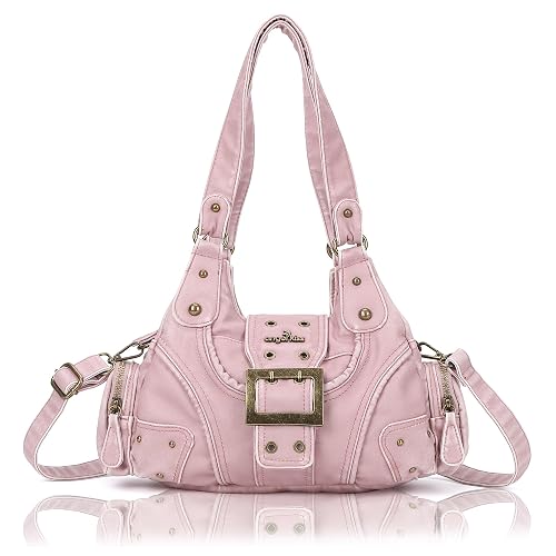 Angel Kiss Hobo Purses for Women, Small Vegan Leather Shoulder Handbag, Vintage Multi-Pocket Crossbody Bag Tote Bag