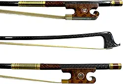 Arco para Violino 4/4 – Fibra de Carbono Trançado | Talão Barroco em Pau Cobra | Crina Animal da Mongólia | Premium Gold Top