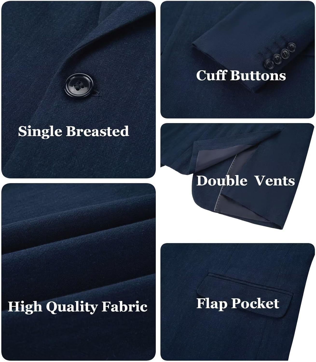 Wehilion Men's 2 Piece Linen Suit Slim Fit Lightweight Breathable Blazer Pants Set for Summer Beach Wedding Business Casual