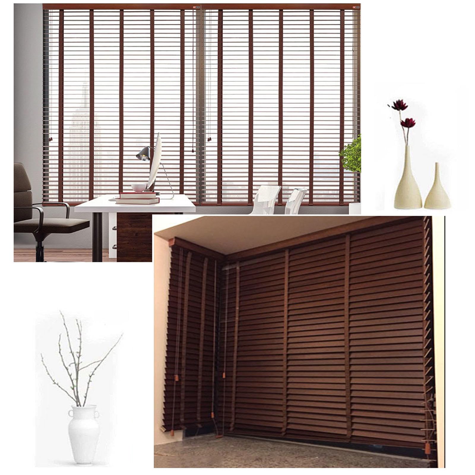 Persianas Horizontales para Ventanas, Estores Venecianas De Madera Auténtica, Estores De Madera, Persianas Venecianas 45/60/75/90/105/120/135cm, Marrón,WxH-70x180cm/27.5 * 71in