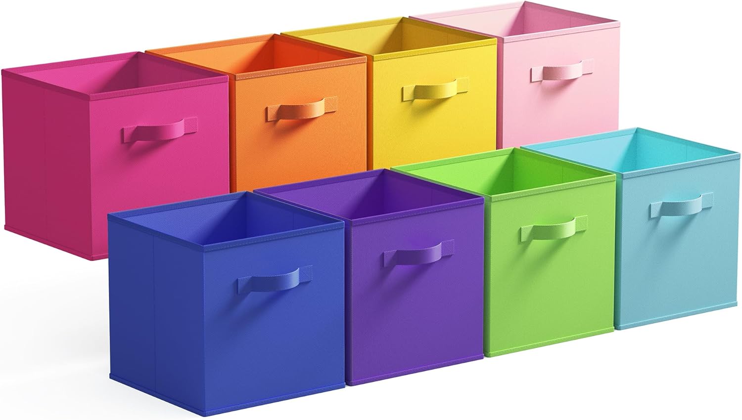 GRANNY SAYS 11 Inch Cube Storage Bins, Colorful Cube Storage Organizer, Fabric Storage Bins, Storage Cubes for Shelves, Closet, Toy Storage Bins for Kids Room, Play Room, Rainbow, 8-Pack