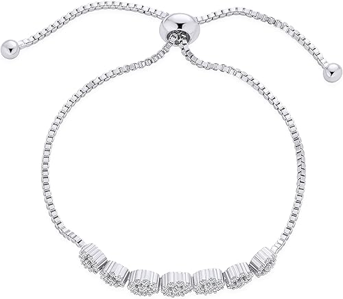 Miniatura 4 de Bling Jewelry Elegante pulsera moderna de circonita cúbica pavimentada con circonitas cúbicas y rosetas de rosas para mujeres, adolescentes, chapado